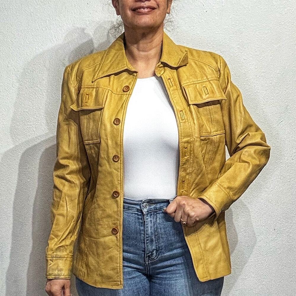 Atkinson Tan Faux Leather Vintage Jacket Sz L